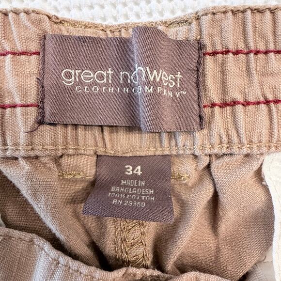 Great Northwest Clothing Co Khaki Cargo shorts 34 100% Cotton - Picture 3 of 10